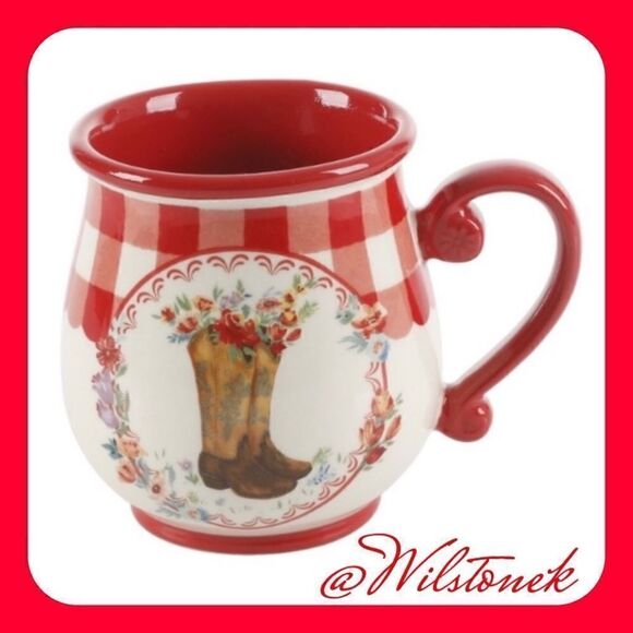 The Pioneer Woman Boot 16 ounce Gingham latte mug - Picture 1 of 3